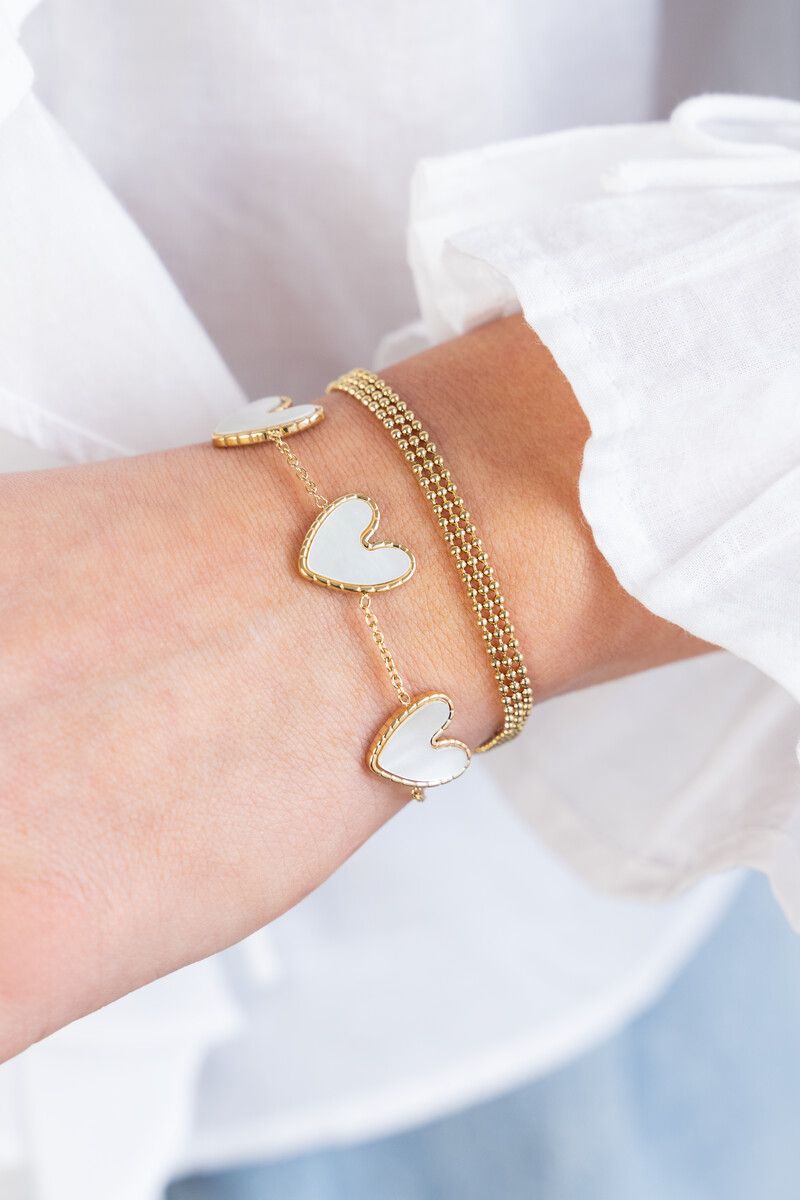 Bracelet fin avec cœurs en nacre