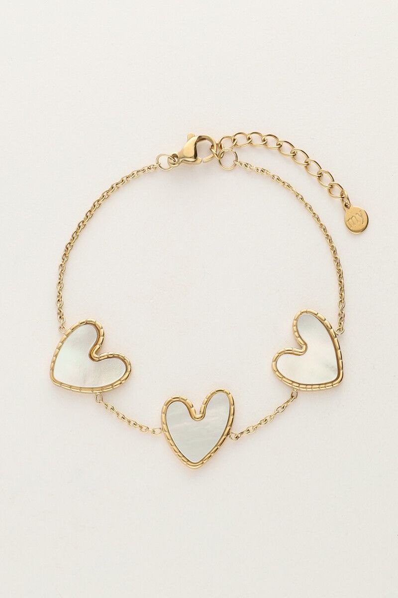 Bracelet fin avec cœurs en nacre