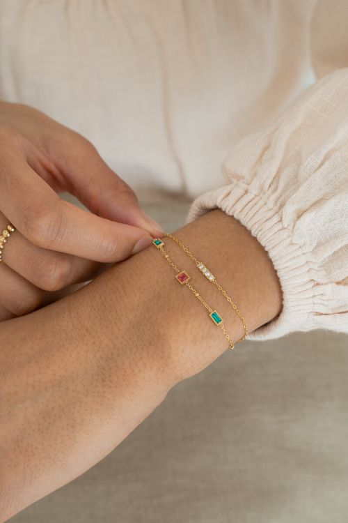 Bracelet double en strass multicolore