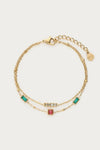 Bracelet double en strass multicolore