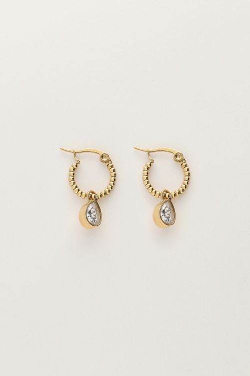 Hoop earrings with rhinestone drop