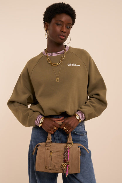 Sweat vert avec contraste rouge 'Club amour'