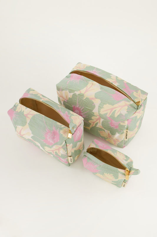 Set de trousses de toilette vertes avec jacquard