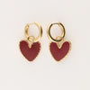 Boucles d'oreilles avec cœur bordeaux