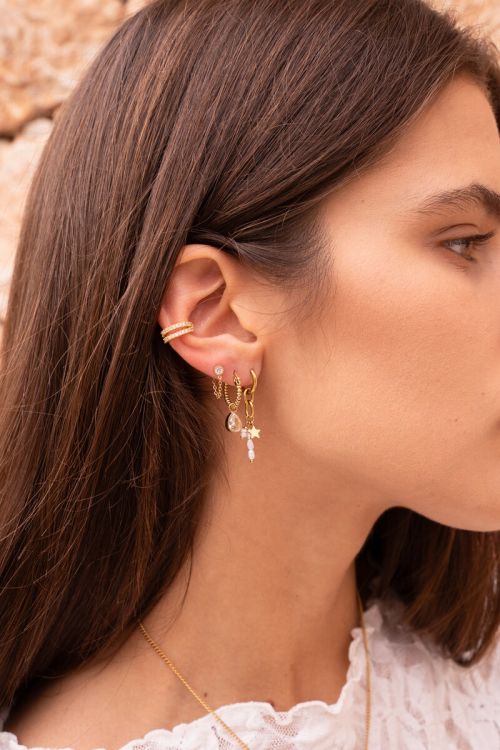 Hoop earrings with rhinestone drop