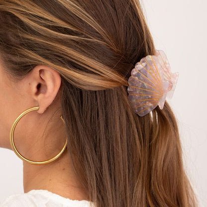 Pince à cheveux mini coquillage rose pâle