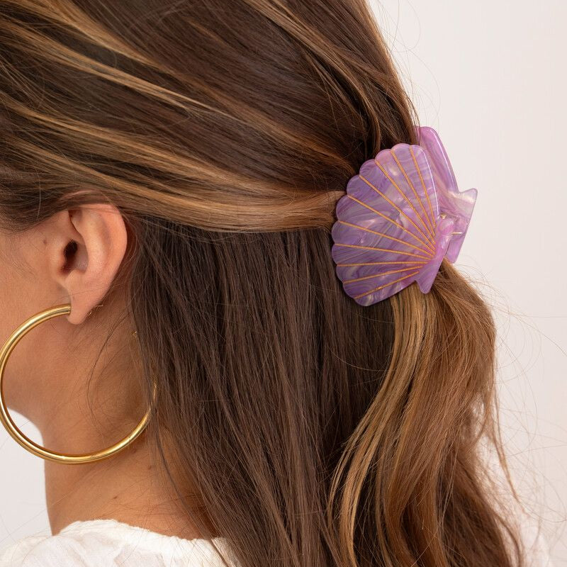 Pince à cheveux mini coquillage lilas
