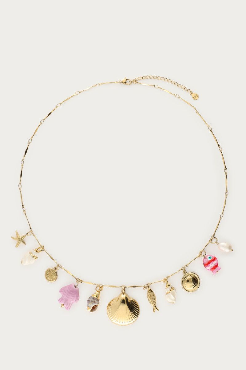 Collier à charms Mer avec coquillages et poissons