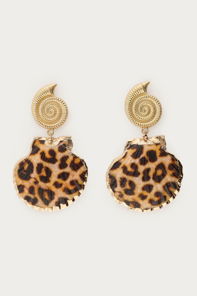 Boucles d'oreilles Mer avec coquillage imprimé léopard