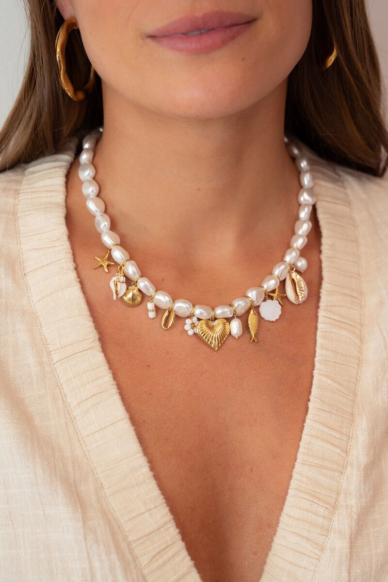 Collier Mer avec perles fantaisie et charms
