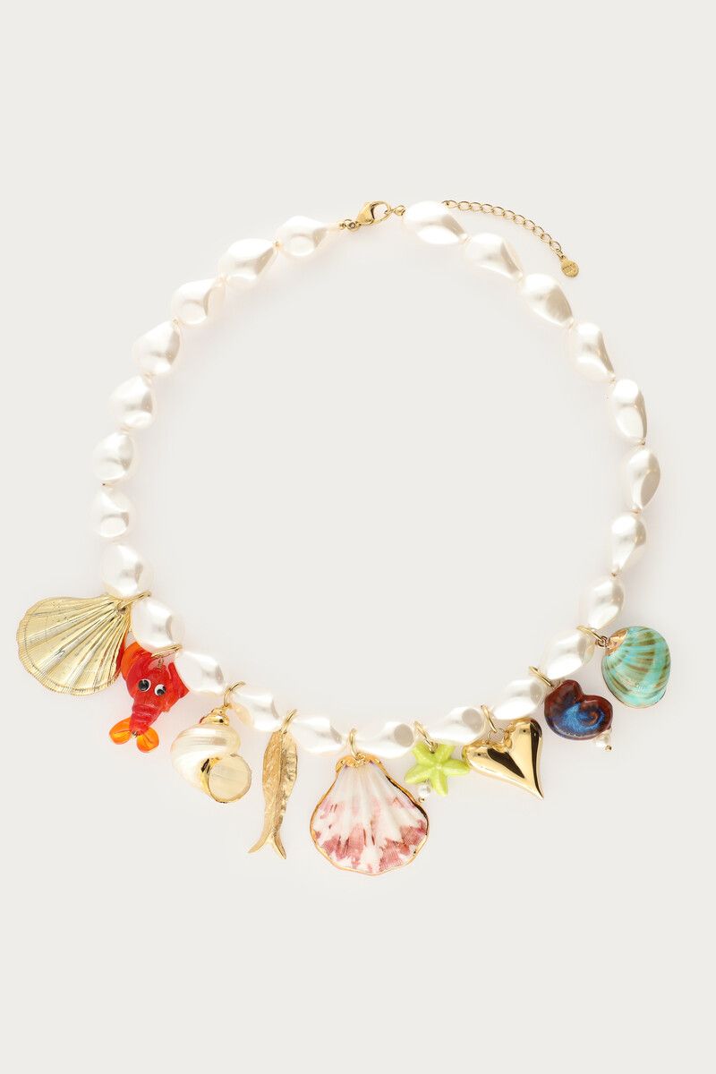 Collier de perles fantaisie Mer avec charms multicolores