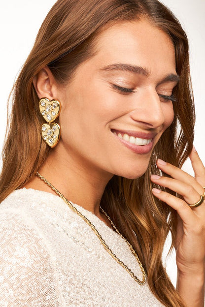 Midnight earrings with two large hearts