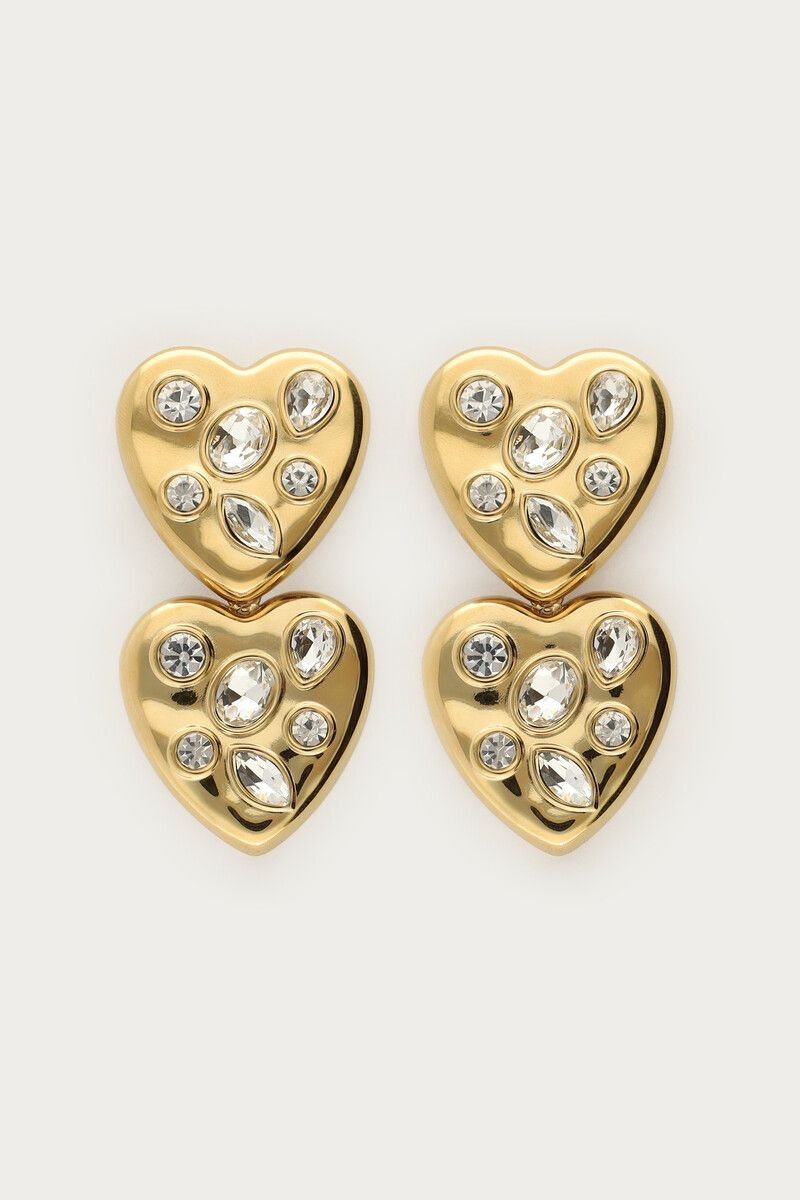 Midnight earrings with two large hearts