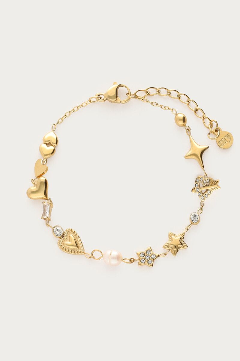 Bracelet minimaliste avec cœurs et étoiles