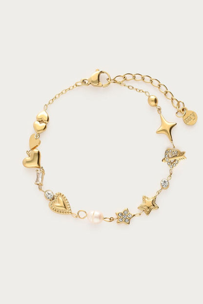 Bracelet minimaliste avec cœurs et étoiles