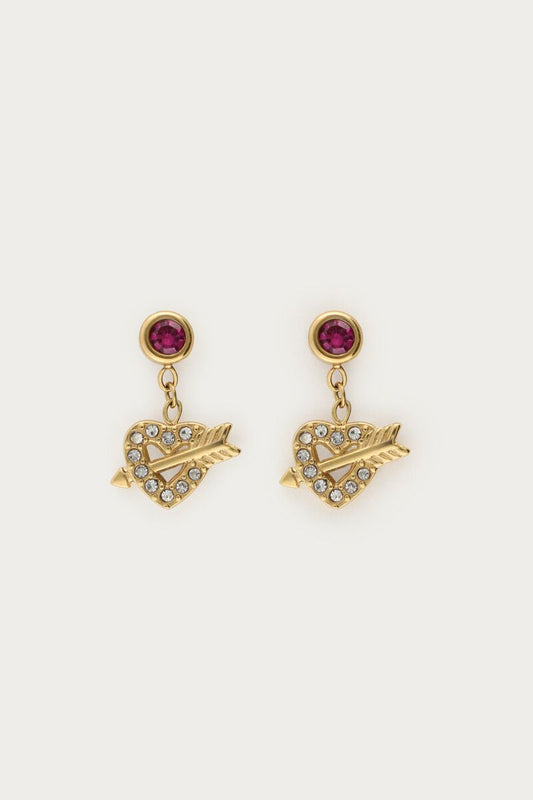 Boucles d'oreilles minimalistes coeur avec arc et flèche