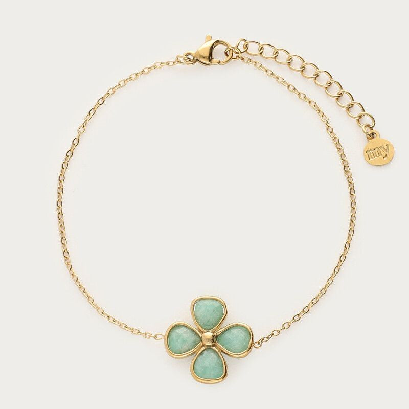 Bracelet Botanical avec trèfle bleu clair