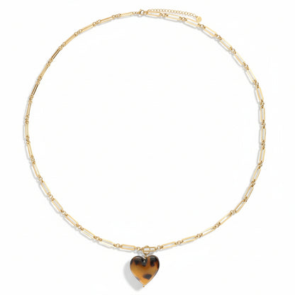 Sautoir avec cœur imprimé léopard