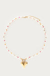 Collier avec perles fantaisie et cœur