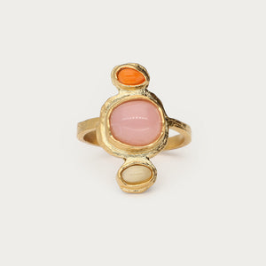 Bague avec perles fantaisie verticales