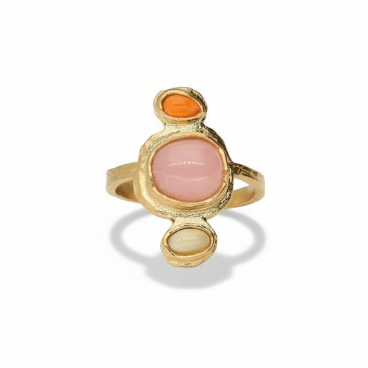 Bague avec perles fantaisie verticales