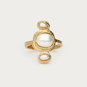 Bague avec perles fantaisie verticales