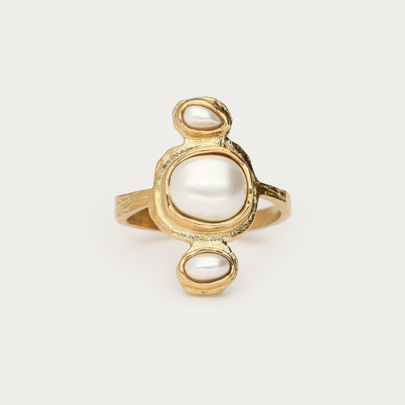 Bague avec perles fantaisie verticales