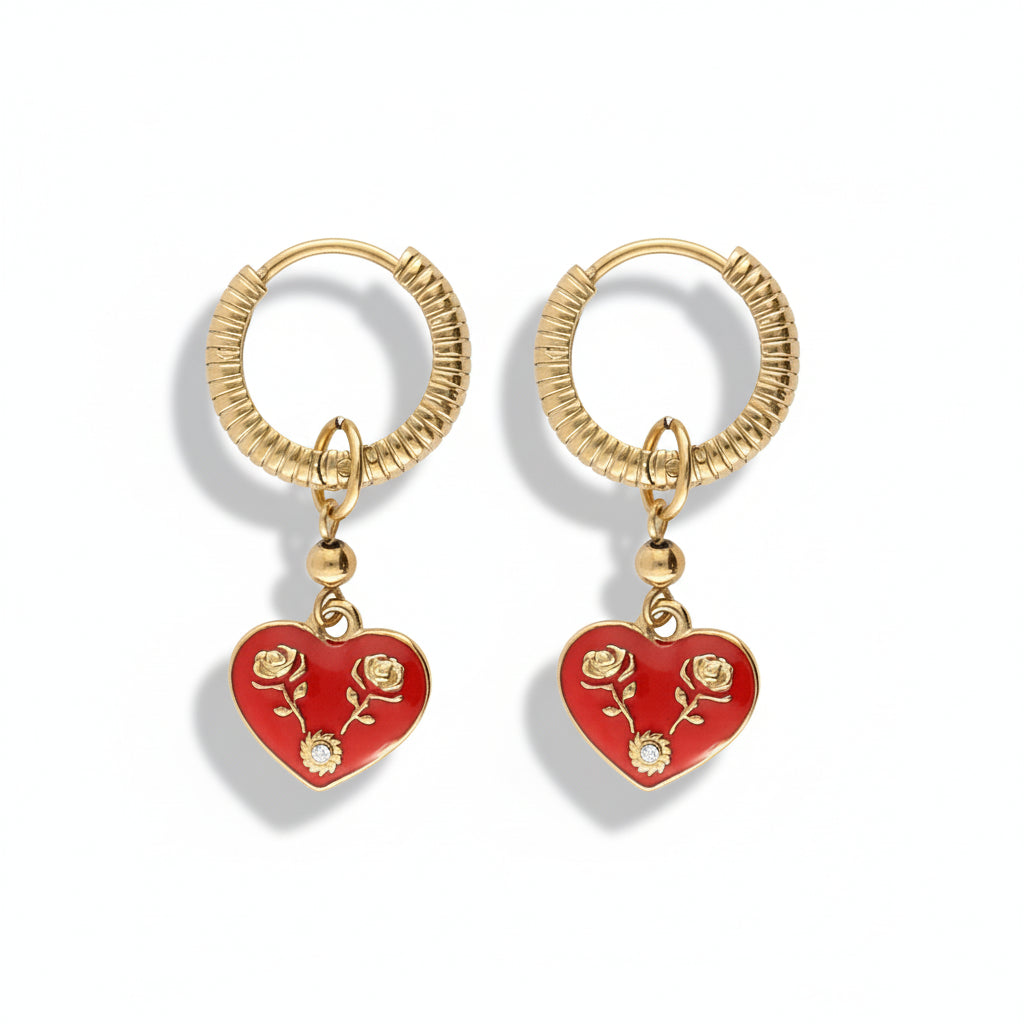 Mystic earrings with red heart