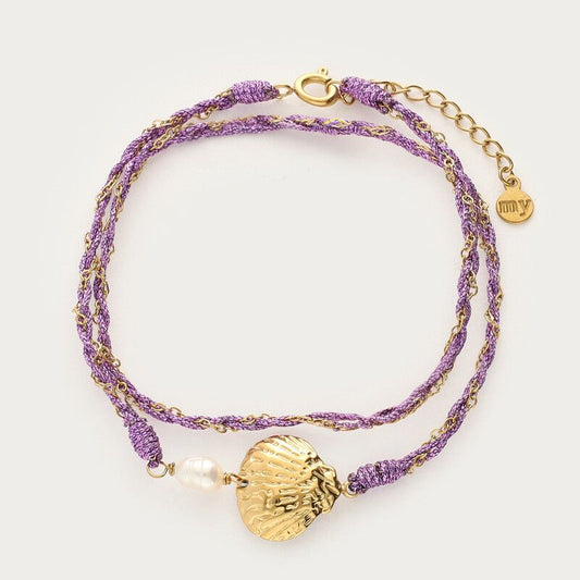 Bracelet violet double Nomads avec coquillage