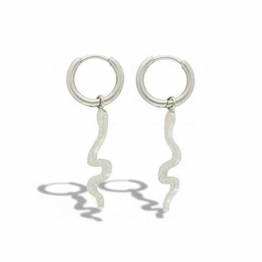 Créoles argent avec pendentif serpent