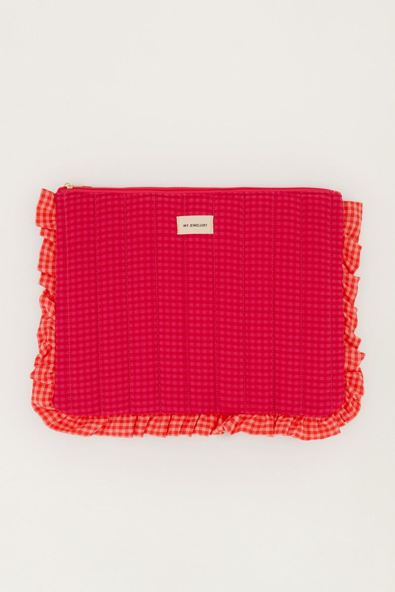 Housse pour ordinateur rose avec volants et motifs