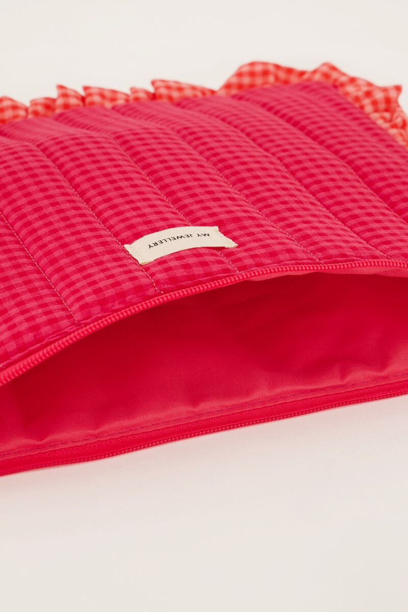 Housse pour ordinateur rose avec volants et motifs