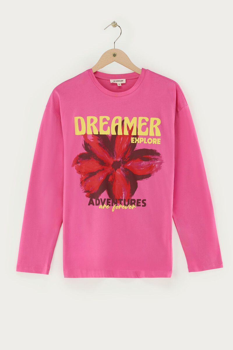 Pink "Dreamers" long-sleeved T-shirt
