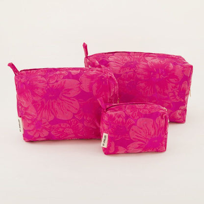 Set de trousses de toilette rose avec jacquard