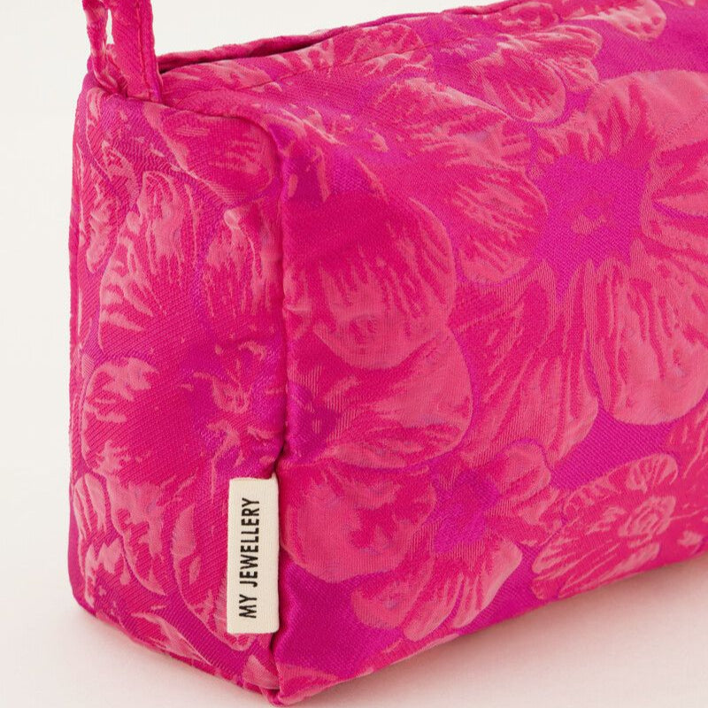 Set de trousses de toilette rose avec jacquard