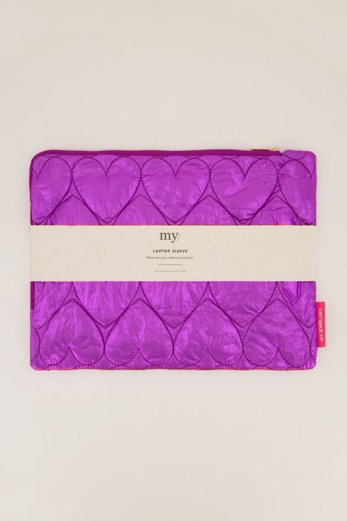 Housse pour ordinateur violette avec motif cœur