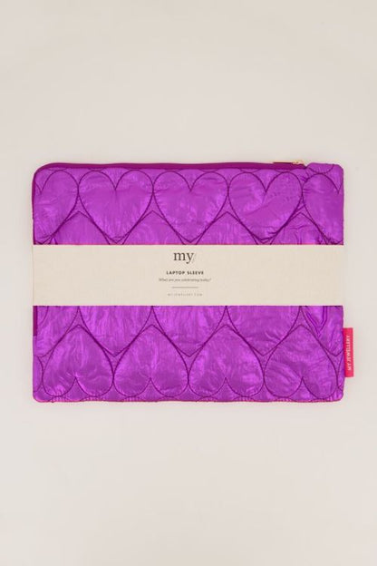 Housse pour ordinateur violette avec motif cœur