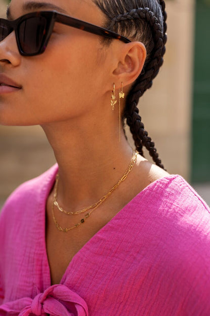 Boucles d'oreilles Vintage avec mini rose plate