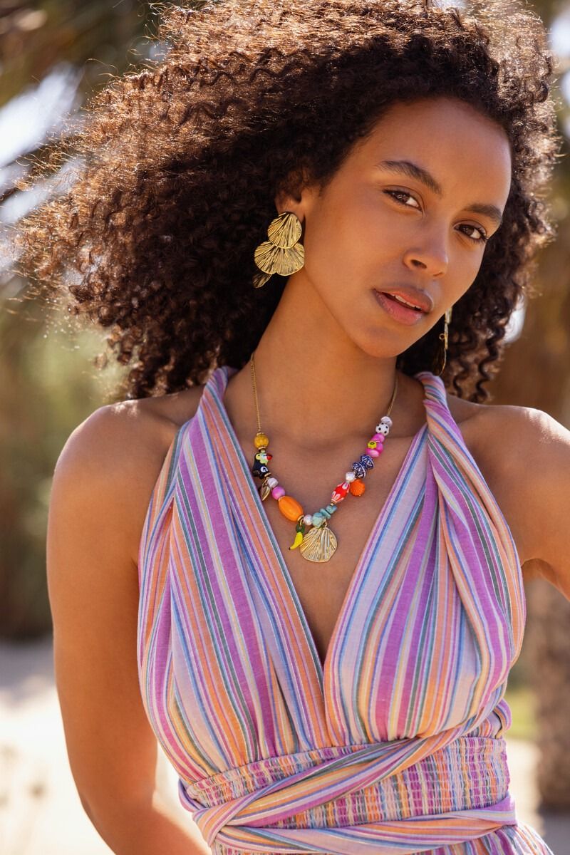 Collier Tropical de perles fantaisie toucan