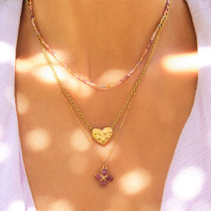 Collier Botanical avec fleurs et cœur