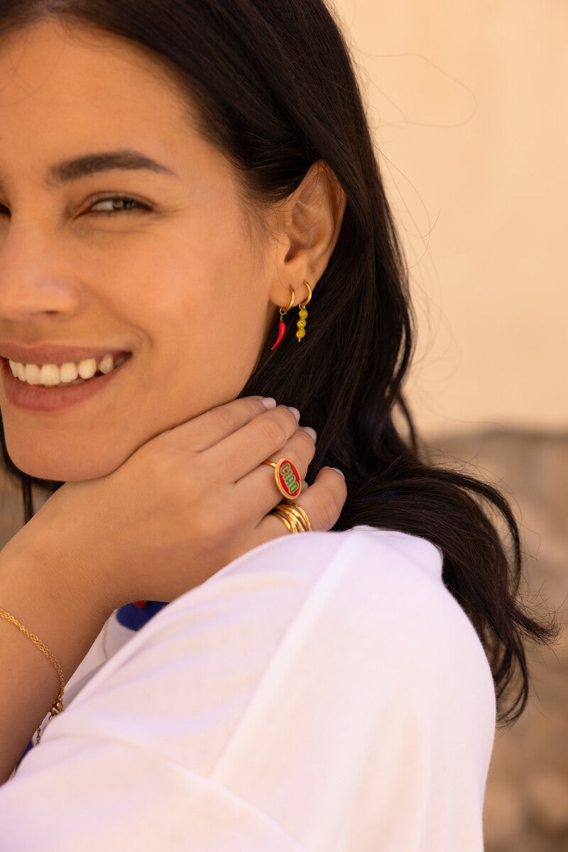 Boucles d’oreilles Ciao piment rouge et olives