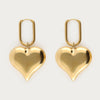 Boucles d'oreilles rectangulaires avec charm en forme de cœur