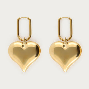 Boucles d'oreilles rectangulaires avec charm en forme de cœur