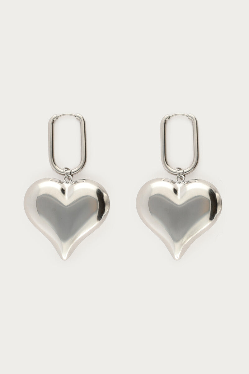 Boucles d'oreilles rectangulaires avec charm en forme de cœur
