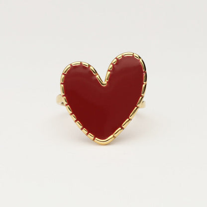 Bague avec cœur bordeaux