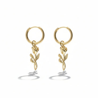 Boucles d'oreilles Vintage avec mini rose plate