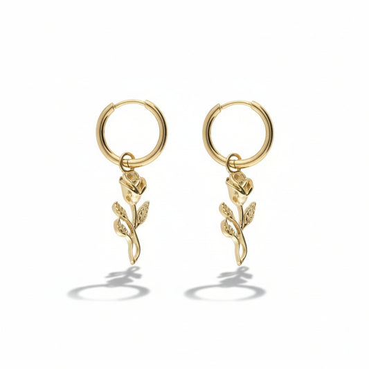 Boucles d'oreilles Vintage avec mini rose plate