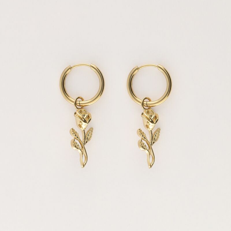 Boucles d'oreilles Vintage avec mini rose plate