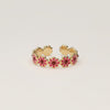 Bague vintage avec fleurs roses et rouges