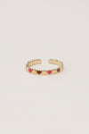 Bague vintage avec cœurs roses et rouges